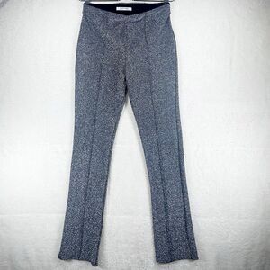 Zara Black Metallic Pull On Pants Size S Pintuck Silver Sparkling Knit Stretch